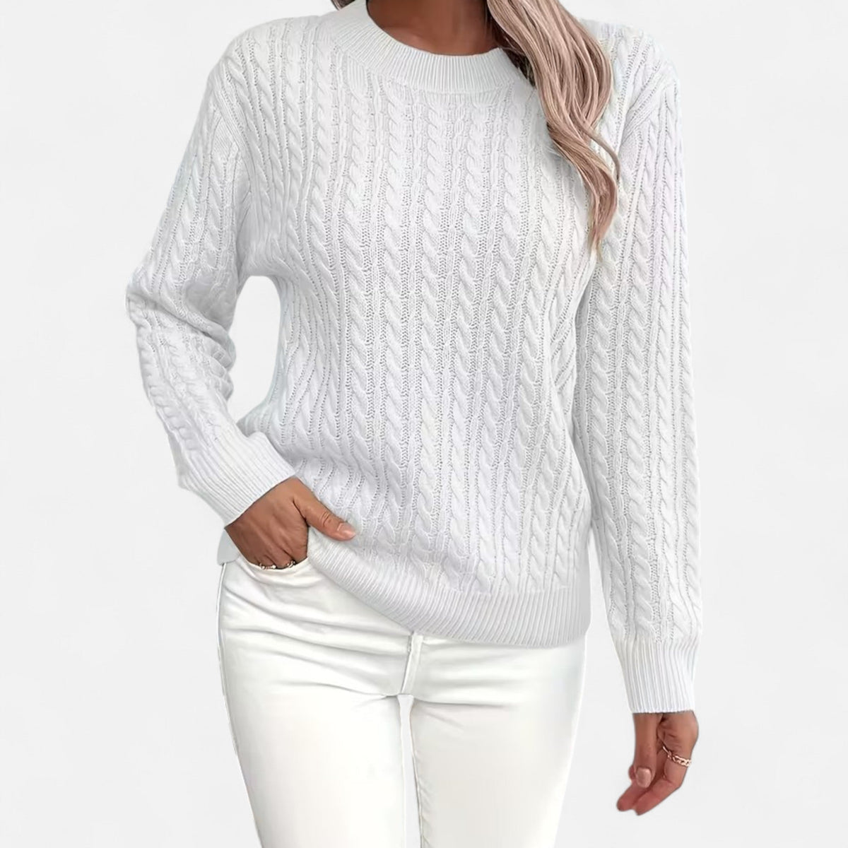 Women’s Loose - Fit Knit Sweater – Soft Round - Neck Lightweight Pullover - GET SOVERAHH635-Black-S