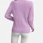 Women’s Loose - Fit Knit Sweater – Soft Round - Neck Lightweight Pullover - GET SOVERAHH635-Black-S