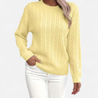 Women’s Loose - Fit Knit Sweater – Soft Round - Neck Lightweight Pullover - GET SOVERAHH635-Yellow-S