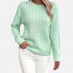 Women’s Loose - Fit Knit Sweater – Soft Round - Neck Lightweight Pullover - GET SOVERAHH635-Black-S