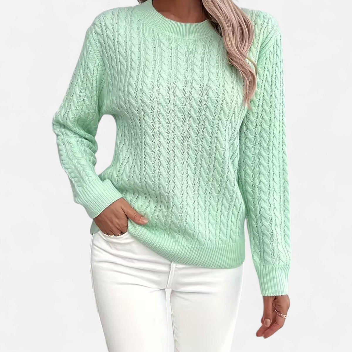 Women’s Loose - Fit Knit Sweater – Soft Round - Neck Lightweight Pullover - GET SOVERAHH635-Black-S