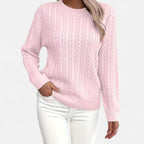 Women’s Loose - Fit Knit Sweater – Soft Round - Neck Lightweight Pullover - GET SOVERAHH635-Black-S
