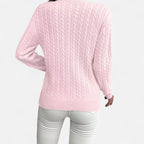 Women’s Loose - Fit Knit Sweater – Soft Round - Neck Lightweight Pullover - GET SOVERAHH635-Black-S