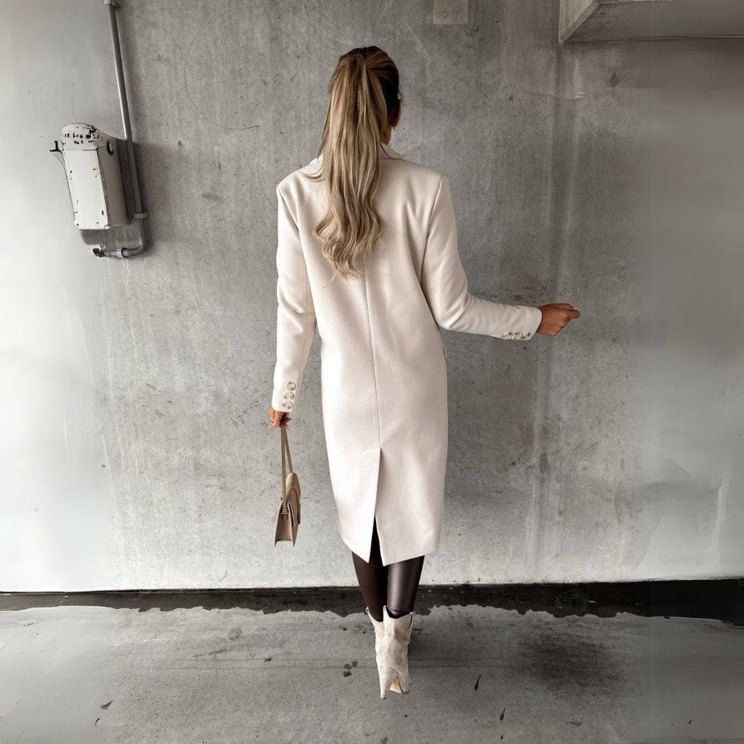 Double - Breasted Long Coat – Elegant Winter Warmth & Timeless Design - GET SOVERA