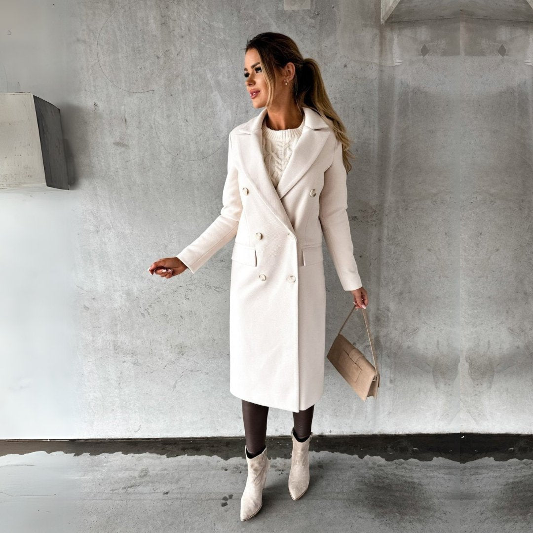 Double - Breasted Long Coat – Elegant Winter Warmth & Timeless Design - GET SOVERA