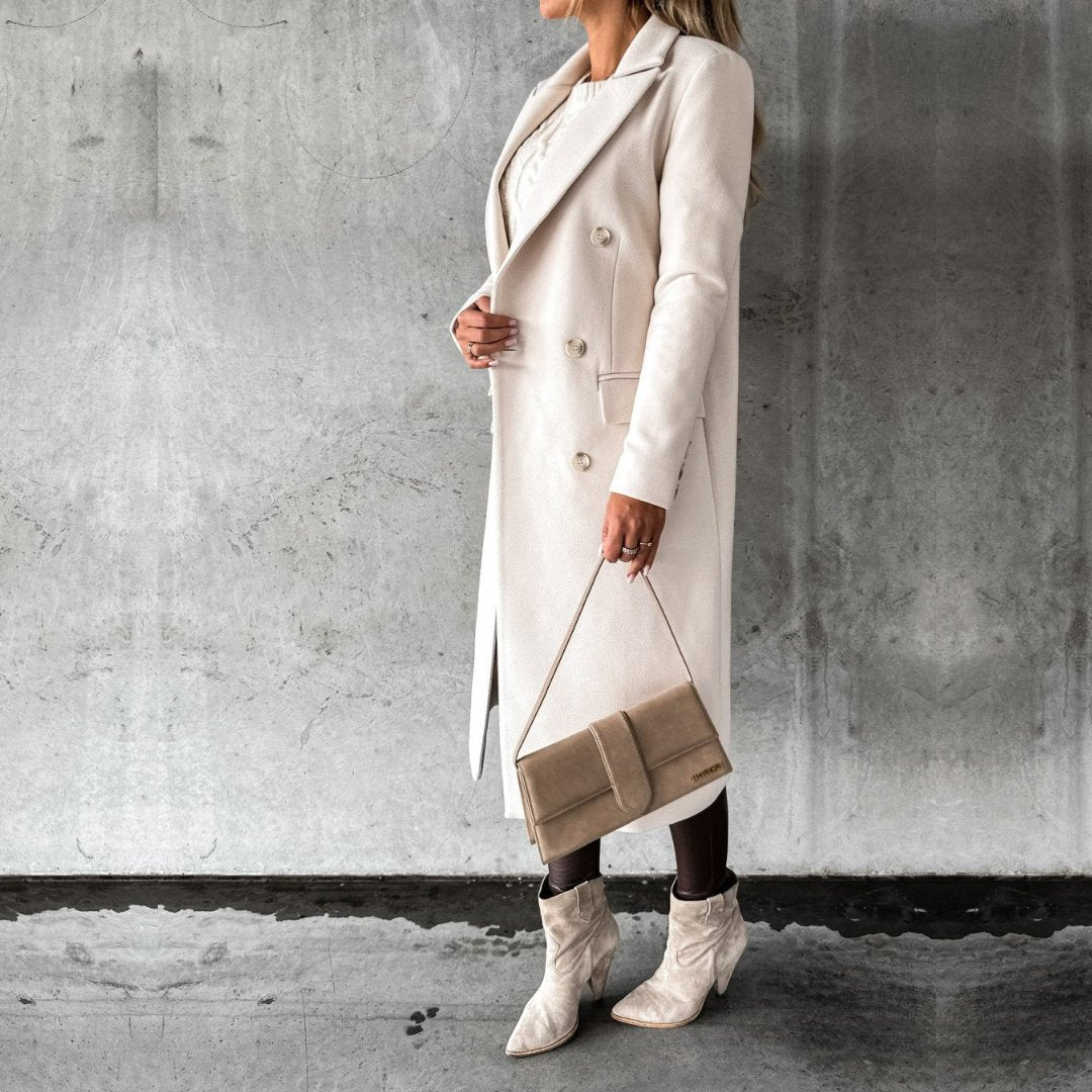 Double - Breasted Long Coat – Elegant Winter Warmth & Timeless Design - GET SOVERA