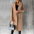 Double - Breasted Long Coat – Elegant Winter Warmth & Timeless Design - GET SOVERA