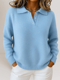 Button - Up Casual Sweater for Women – Relaxed Fit Top with Classic Collar for Everyday Wear - GET SOVERAVD1766483479376183894