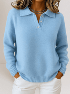 Button - Up Casual Sweater for Women – Relaxed Fit Top with Classic Collar for Everyday Wear - GET SOVERAVD1766483479376183894