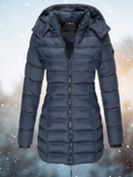Women’s Long Hooded Winter Puffer Jacket – Warm & Lightweight