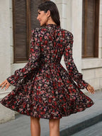 Women's Floral Long-Sleeve Mini Dress