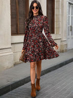 Women's Floral Long-Sleeve Mini Dress