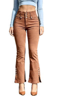 Women's High-Waisted Buttoned Pants