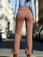 Women's High-Waisted Buttoned Pants