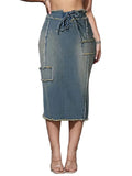 Women's High-Waisted Patchwork Midi Skirt