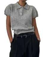 Women's Short-Sleeved Blouse with Collar