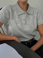 Women's Short-Sleeved Blouse with Collar