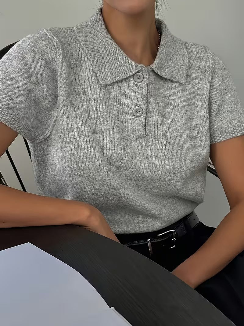 Women's Short-Sleeved Blouse with Collar