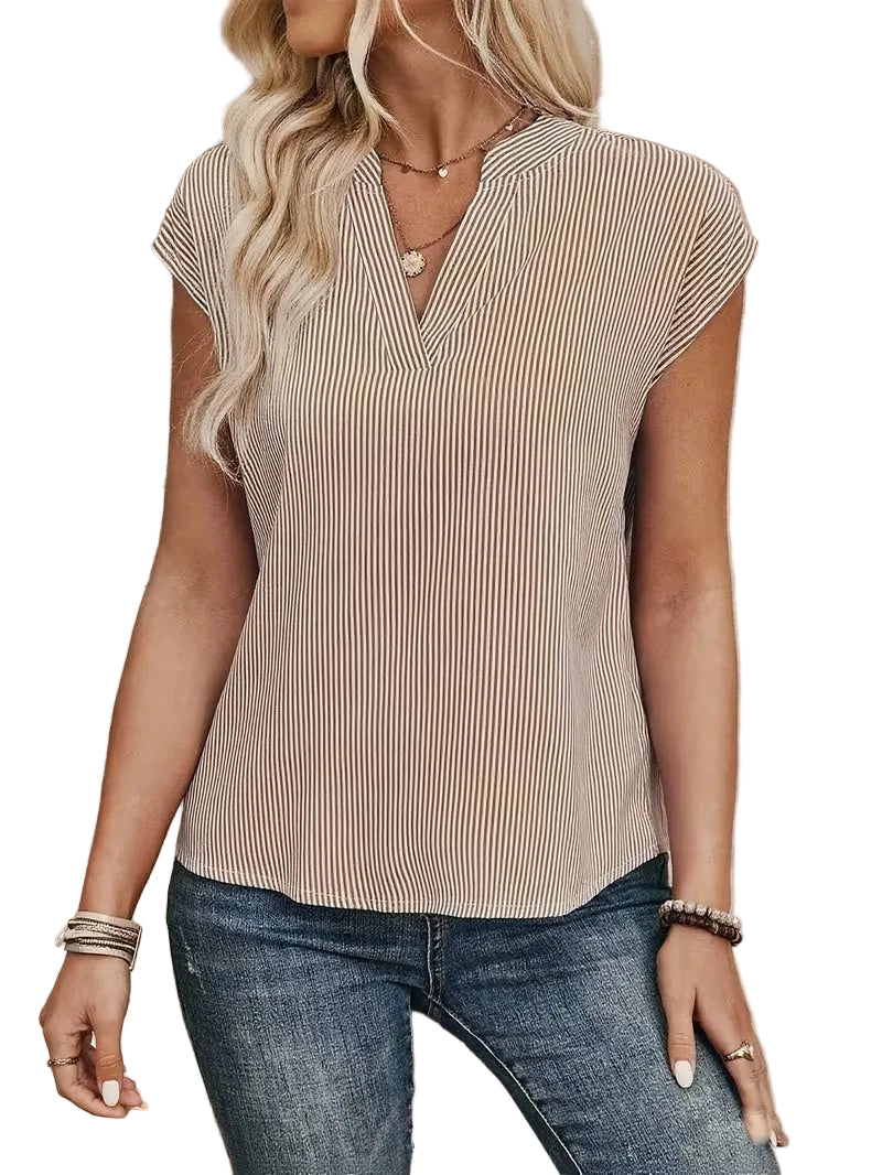 Women's Sleeveless Pinstripe Shirt