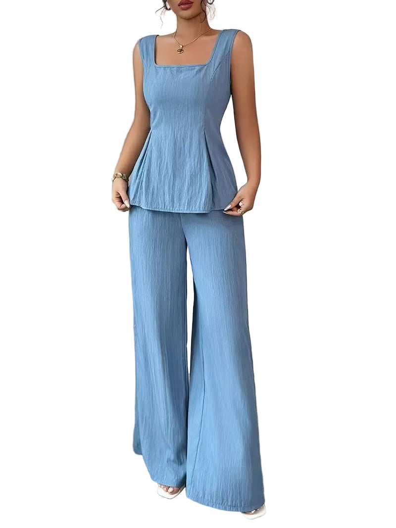 Women's Sleeveless Top and Wide-Leg Trousers Set