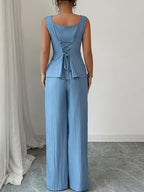 Women's Sleeveless Top and Wide-Leg Trousers Set